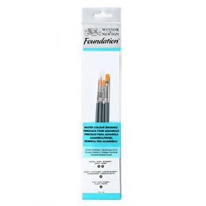 Winsor & Newton : Fondation aquarelle pinceau Set : SH rond 3 & 5 4 Filbert 2 plat