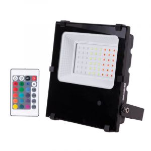 Projecteur LED 30 W avec éclairage RVB et télécommande en aluminium et en verre avec finition de couleur noire GreenIce