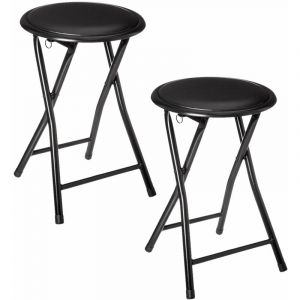 Five Simply Smart - Lot de 2 Tabourets pliants en pvc - Longueur 30 Largeur 30 Hauteur 45cm - Noir