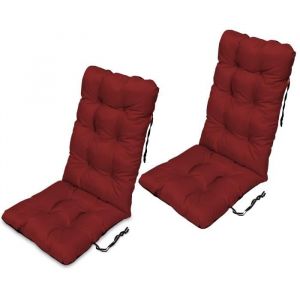 SuperKissen24 Coussin Dossier pour Chaise Longue, Banc de Jardin - Lot de 2-123x48 cm - Bain de Soleil - imperm&eacute;able - Rouge fonc&eacute;