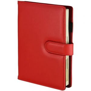 Drops Agenda journalier et hebdomadaire, calendrier A5 rouge universel premium avec insert rempla&ccedil;able, fermoir magn&eacute;tique Genua