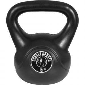 Image de Gorilla Sports Kettlebells plastique Noires de 2 à 20 KG + Lot de 11 Kettlebells haltères russ