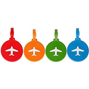 Image de Novago Lot de 4 Étiquettes à bagages / Étiquettes à valise AVION (Rond )