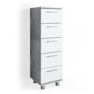 Chiffonnier "Ilias" Béton/Blanc Vicco