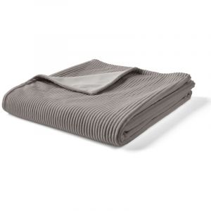 Palerma - plaid - 200x140 cm - en velours c&ocirc;tel&eacute; et velours - Gris clair