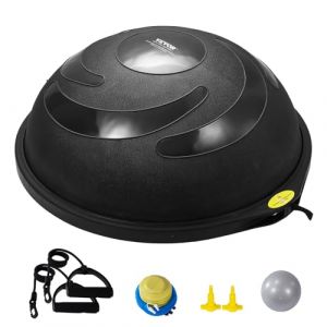 VEVOR Demi-ballon d'exercice, capacité de 680 kg, ballon d'équilibre de 660 mm, balle de stabilité de yoga avec bandes de résistance et pompe à pied, pour entraînement complet du corps domicile, noir