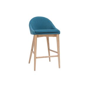 Image de Miliboo Tabouret de bar scandinave bleu canard et bois clair 65 cm DALIA