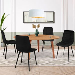 Idmarket Lot de 4 chaises MILA en velours noir pour salle à manger