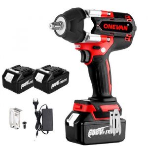 ONEVAN Clé à chocs sans fil 1000NM 1/2 pouce Tournevis électrique + 2 batteries