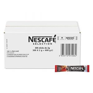 Nescafe S&eacute;lection Sticks Caf&eacute; Soluble - Dose Individuelle 2g - Majoritairement Robusta - Caf&eacute; en Poudre - Approvisionnement 100% plus Responsable - Carton de 300 Dosettes de 2g - 600g