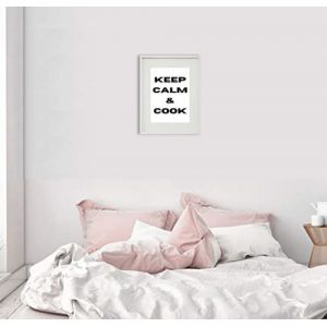 Shot Cadre Photo Keep calm and cook 30x40cm avec P e Partout Tableau Bois Verre (BLANC)