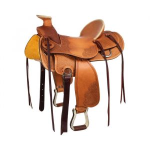 Denver Electronics Selle de western pour cheval en cuir souple High Country