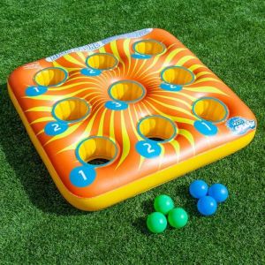 Image de Molto | Jeu de Lancement Gonflable 3 en Bande avec 6 balles – Jeu d'extérieur pour Enfants – Jeu éducatif Gonflable pour Jardin et Piscine – Amusant et Actif