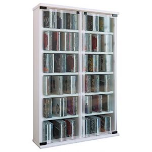 Vcm Meuble DVD Galerie pour 300 CD, Bois, Blanc, 91,5x60x18 cm