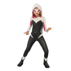 Rubie's D&eacute;guisement Spider Gwen Classic pour filles, Jumpsuit avec capuche attach&eacute;e, couvre-bottes et anti-face, Official Marvel, Spider-Man, pour carnaval, Halloween, No&euml;l et anniversaire