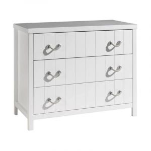 Image de LEWIS Commode de chambre style bord de mer en bois m if laqué blanc L 110 cm