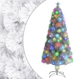 VidaXL Sapin de No?l artificiel avec LED Blanc 150 cm Fibre optique