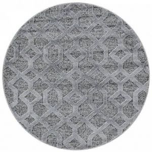 YASI - Tapis Berb&egrave;re Rond &agrave; relief - Gris 160 x 160 cm