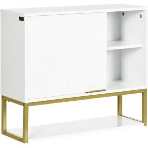 Armoire murale de salle de bain acier doré MDF blanc