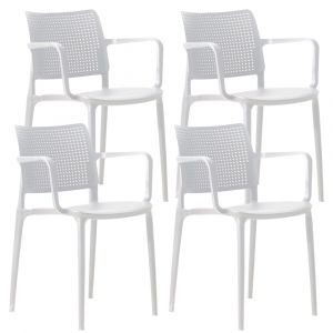 Oviala Lot de 4 chaises de terrasse en plastique blanc