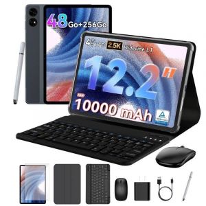 Tablette TABWEE T60 12,2" FHD 12 Go/256 Go 4G 10 000 mAh Android 16 avec clavier gris