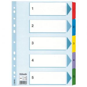 Esselte A4 mylar 1-5 partie dividers - multicolore 100160