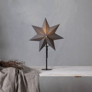 Star Trading - Lampe de table étoile en papier 'Mixa', alimentation électrique, douille E14, base en métal, gris foncé, h 50 cm