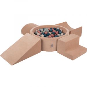 Velvet Aire De Jeux En Mousse Avec Rond Piscine à Balles Pour Enfants Piscine (200 Balles), Rose Des Sables: Turquoise Foncé/Beige Pastel/Vert De