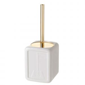 Wadiga Brosse WC céramique blanc et or
