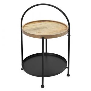 Table d'appoint - ECD GERMANY - Double plateau - Noir en métal et bois