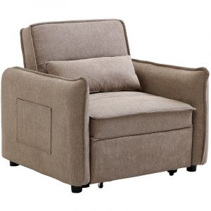 Fauteuil convertible en tissu taupe FENORA