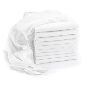 Lange bébé en mousseline de coton Lot de 10 80 x 80 cm Qualité supérieure Blanc, double tissage, bordure renforcée, certifié Öko Tex Standard 100, lavable à 90° C