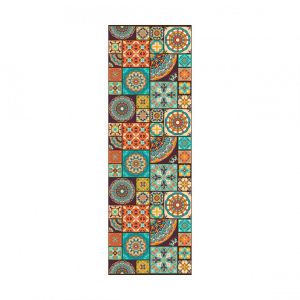 Alter Doge Milano Chemin de cuisine, 100% Made in Italy, Tapis résistant aux taches avec impression numérique, Tapis antidérapant et lavable, Motif géométrique - Darian, 180x52 cm