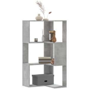 VidaXL Bibliothèque d'angle à 3 niveaux gris béton bois d'ingénierie, étagère à livres d'angle, vitrine d'angle, armoire d'angle