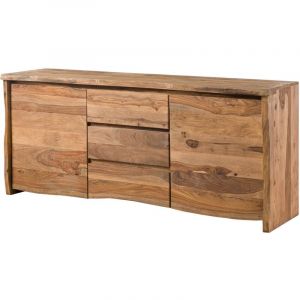 Pure sheesham 215 Buffet en bois de sheesham - laqué-sablé / naturel 185x48x80 - natur