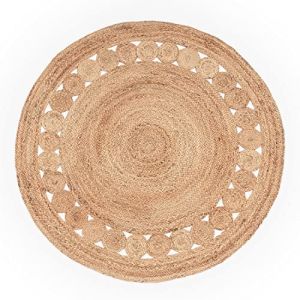 Image de Paco Home - Tapis Rond Salon Jute Motif Ethnique Boho Moderne Fait Main Tapis Naturel 120 cm rond, Naturelle