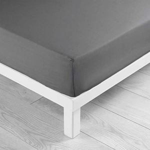 Drap housse 160x200 cm - Bonnet 30 cm - 100% coton - Anthracite
