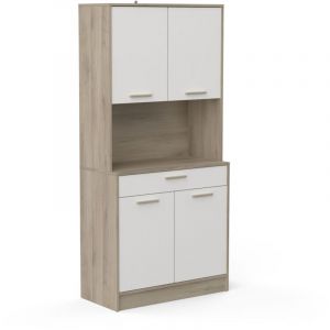 Demeyere Buffet de salon 4 portes - napoli - Blanc et Ch&ecirc;ne - 83,3 x 40 x 176,1 cm Ch&ecirc;ne