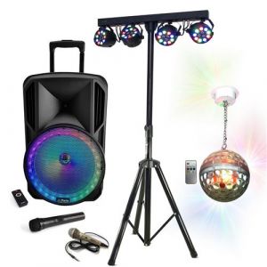 Party Pack Karaoké Enceinte Autonome 700W -12RGB - Pied Lumière DJ BOOST-LIGHT70 - Boule Disco LEDS RGB ASTRO-BALL8 - Sono Soirée