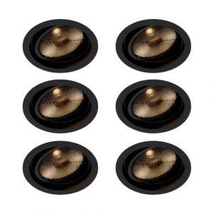 Qazqa Ensemble de 6 spots encastrables modernes noirs et orientables - Coop 111 Honey