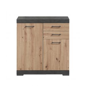 Calicosy Buffet avec 2 Portes et 2 Tiroirs L80cm - Aspect Chêne Artisan