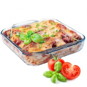 Plat résistant à la chaleur 2,4L Petit pour la cuisson au four, Carré, 25cm - Kadax