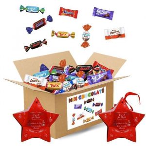 MIX CHOCOLATÉ + 10 ÉTOILES | 760g de chocolats Kinder, Célébrations, Milka, Daim emballés individuellement pour vos étoiles de Noël