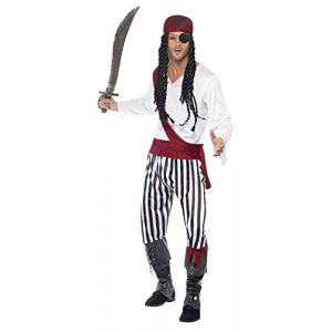 Smiffy's Costume pirate homme, adulte, avec chemise, pantalon, bandeau et ceinture
