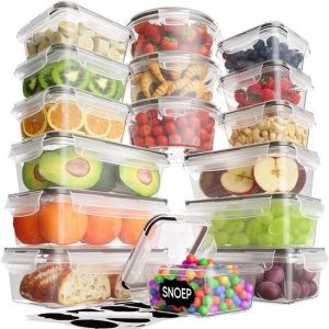 Strex Récipients de conservation des aliments - Récipients de préparation des repas - Récipients de congélation en plastique - avec couvercle - Ensemble de 18 pièces - Récipients pour micro-ondes sans BPA