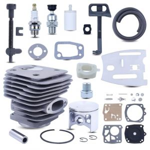 Adefol 54 mm Cylindre Piston Carb 30 pi&egrave;ces Kit pour Husqvarna 288XP 181 281 288 avec collecteur d'admission Valve de d&eacute;compression Plaque de Barre Pi&egrave;ces de Rechange pour 503506301503 90 74-71