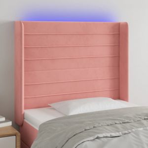 VidaXL Tête de lit à LED Rose 93x16x118/128 cm Velours - Pink