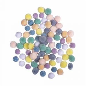 Rayher 75443685 Assortiment de pompons, pastels, 80 pces., Ø15mm, arts créatifs, animaux, porte-clefs, suspensions, décorations