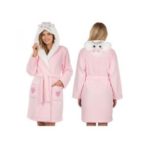 DISNEY Chat Marie Peignoir pour femme avec ceinture peignoir chaud &agrave; nouer avec poches robe de chambre douce avec capuche XXS