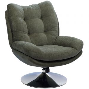 Hellin Fauteuil de salon relax pivotant en tissu - eric